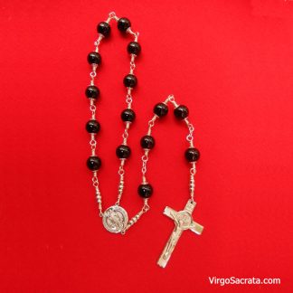 Chapelet d'une décennie de Saint Benoît en onyx noir en argent sterling