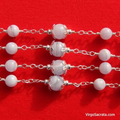 Our Lady of Lourdes Blue Lace Agate Gemstones Rosary - Image 3