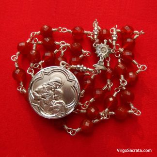 Chapelet du Saint-Sacrement en Argent Massif – Cornaline