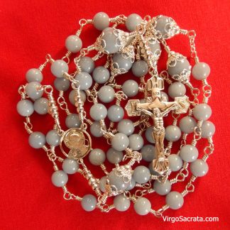 Chapelet Le Saint Nom de Jésus en Argent Sterling – Pierres Précieuses Angélite