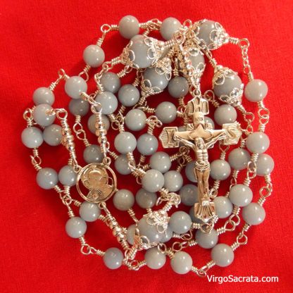 Chapelet Le Saint Nom de Jésus en Argent Sterling – Pierres Précieuses Angélite
