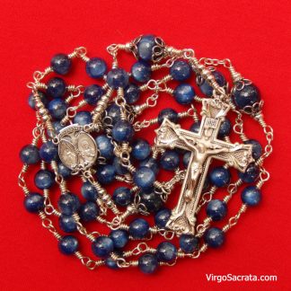 Chapelet en pierre précieuse de cyanite bleue en argent sterling