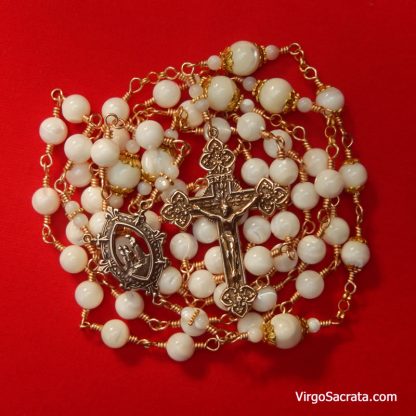 Our Lady of La Salette Mother of Pearl Rosary in Bronze