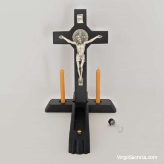Ensemble de crucifix de 12 po de Saint Benoît pour les malades avec bouteille d'eau bénite et bougies 100 % cire d'abeille