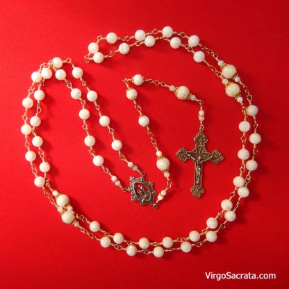 Our Lady of La Salette Mother of Pearl Rosary in Bronze - Image 2