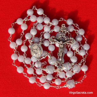 Chapelet de pierres précieuses d'agate en dentelle bleue Notre-Dame de Lourdes