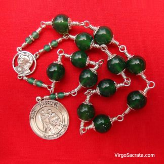 Chapelet de Saint-Raphaël en onyx vert en argent sterling