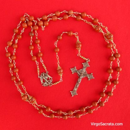St Michael The Archangel Wire-Wrapped Rosary in Bronze - Image 2
