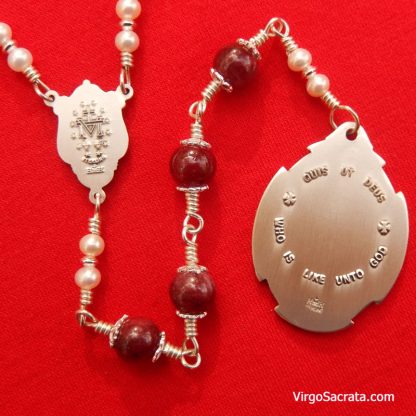 St Michael the Archangel Chaplet in Sterling Silver with Ruby Gemstones - Image 4