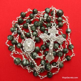 Chapelet de pierres précieuses séraphinite en argent sterling