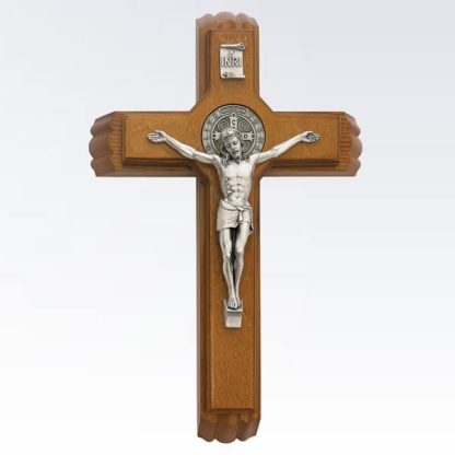 13" Saint Benedict Sick-Call Crucifix Set with Holy Water Bottle & 100% Beeswax Candles - Image 2