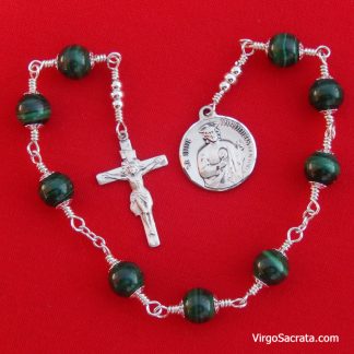 Chapelet de Saint Jude en Argent Massif et Malachite Verte