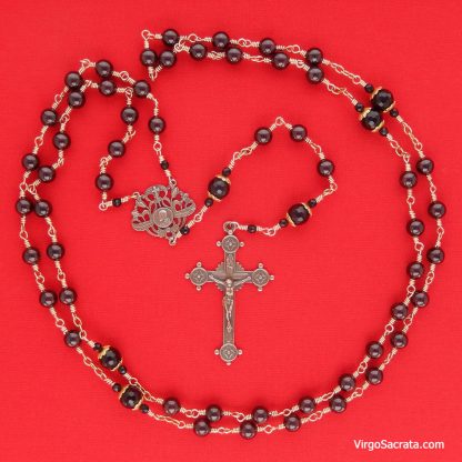 Wire-Wrapped Garnet Rosary in Bronze - Image 2