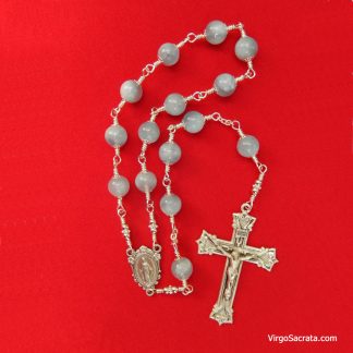 Chapelet d'une décennie en aigue-marine en argent sterling