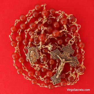 Carnelian Gemstones Rosary with ‎Pardon Crucifix