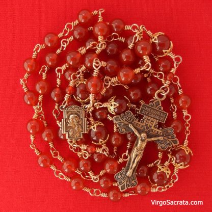 Carnelian Gemstones Rosary with ‎Pardon Crucifix