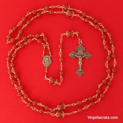 Carnelian Gemstones Rosary with ‎Pardon Crucifix - Image 2