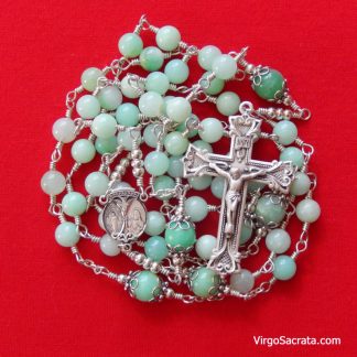 Chrysoprase Gemstone Rosary in Sterling Silver
