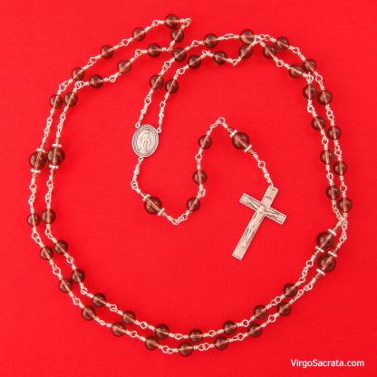 Chapelet en argent sterling avec pierres précieuses de quartz fumé