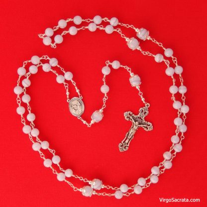 Our Lady of Lourdes Blue Lace Agate Gemstones Rosary - Image 2