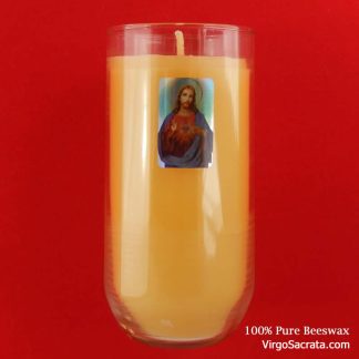 Bougie de dévotion du Sacré-Cœur de Jésus (100 % cire d'abeille pure)