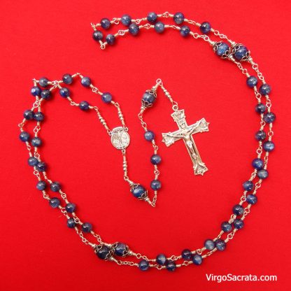 Blue Kyanite Gemstone Rosary in Sterling Silver - Image 2
