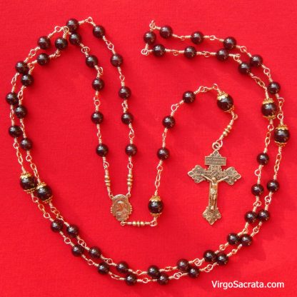 Wire-Wrapped Garnet Rosary With Pardon Crucifix - Image 2