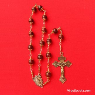 Chapelet en bois enveloppé de fil Pardon Crucifix